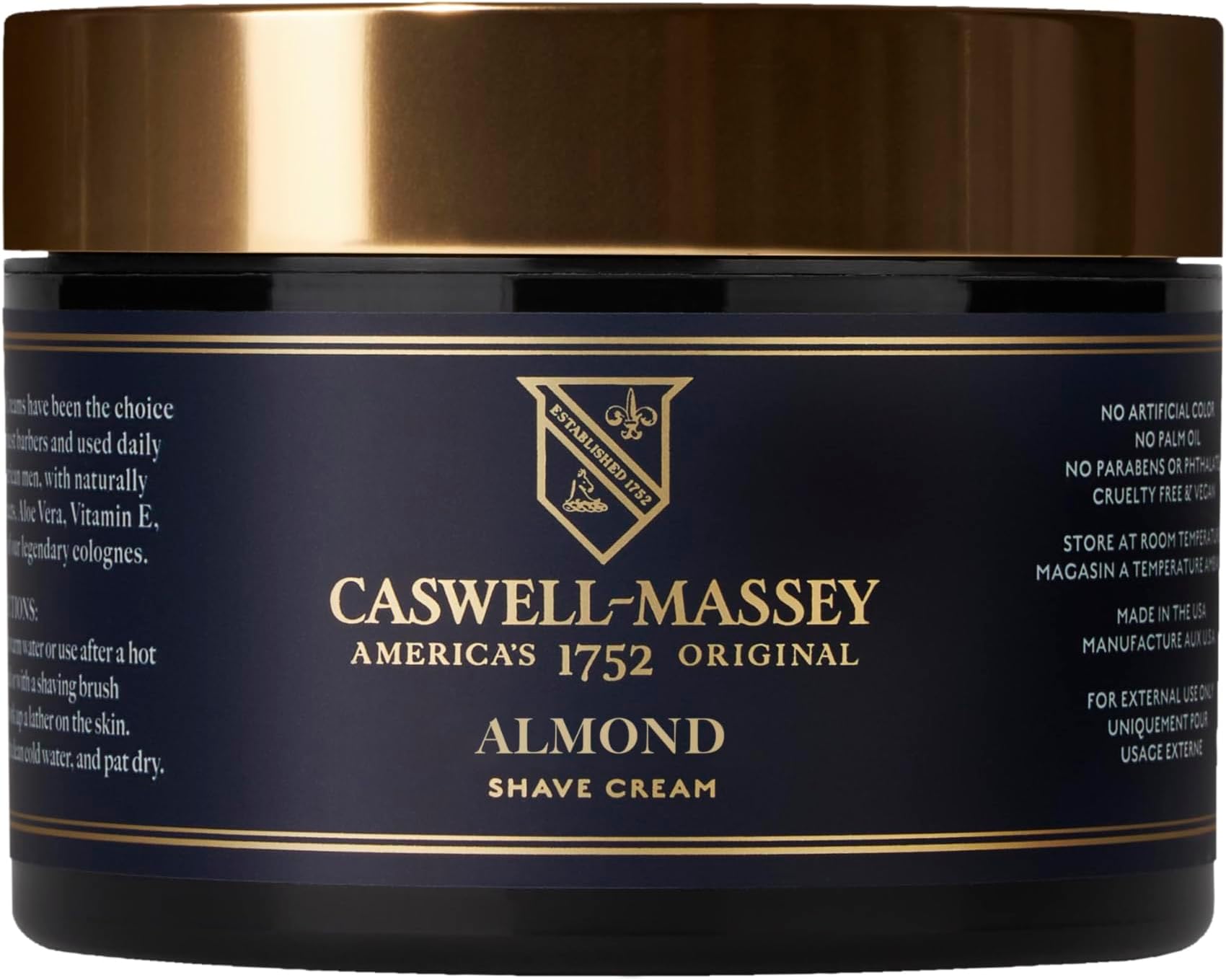 Heritage Almond Shave Cream, Natural Menโs Shaving Cream for Smooth Beard Shaving, Soothing for Sensitive Skin, USA Made, 8 Fl Oz