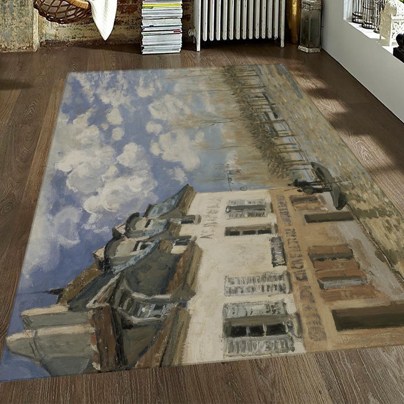 Tapis de sol artistique pour chambre et cuisine motif Le Bateau 180x270