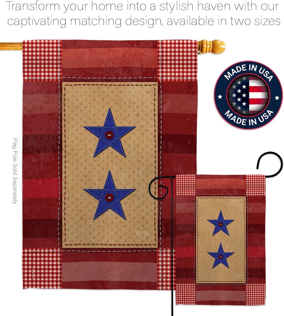 Breeze Decor G158069 Two Star Service Americana Military Impressions Decorative Vertical Garden Flag 13" x 18.5" Printed in USA Multi-Color