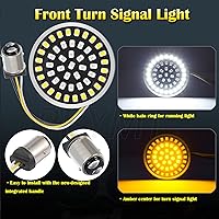 Vista 3 de PBYMT 1157 Luz LED de señal de giro frontal de 2 pulgadas, kit de cubierta de lente ahumada de bala compatible con Harley Davidson Dyna Softail