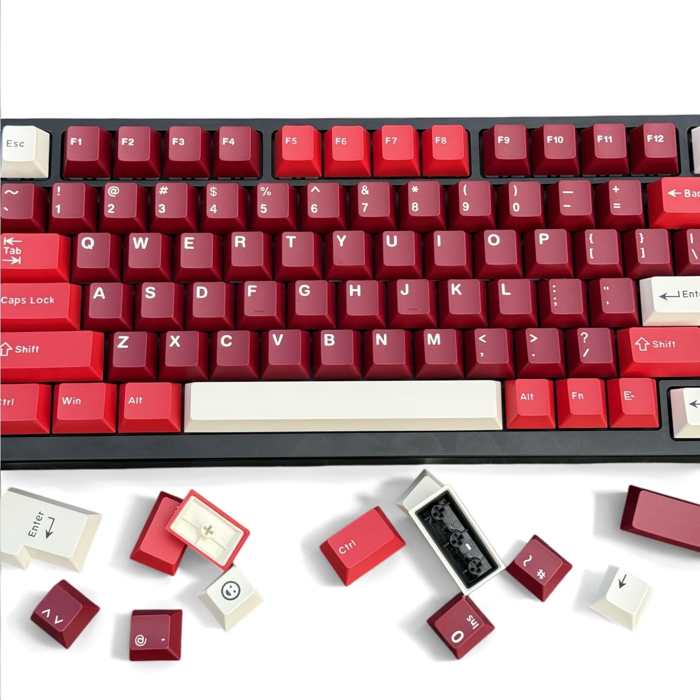 Keycaps PBT 163 Touches Non Lumineuses-compatibles Cherry MX-pour claviers 60% 75% 80% TKL 100%-Gaming Bureau