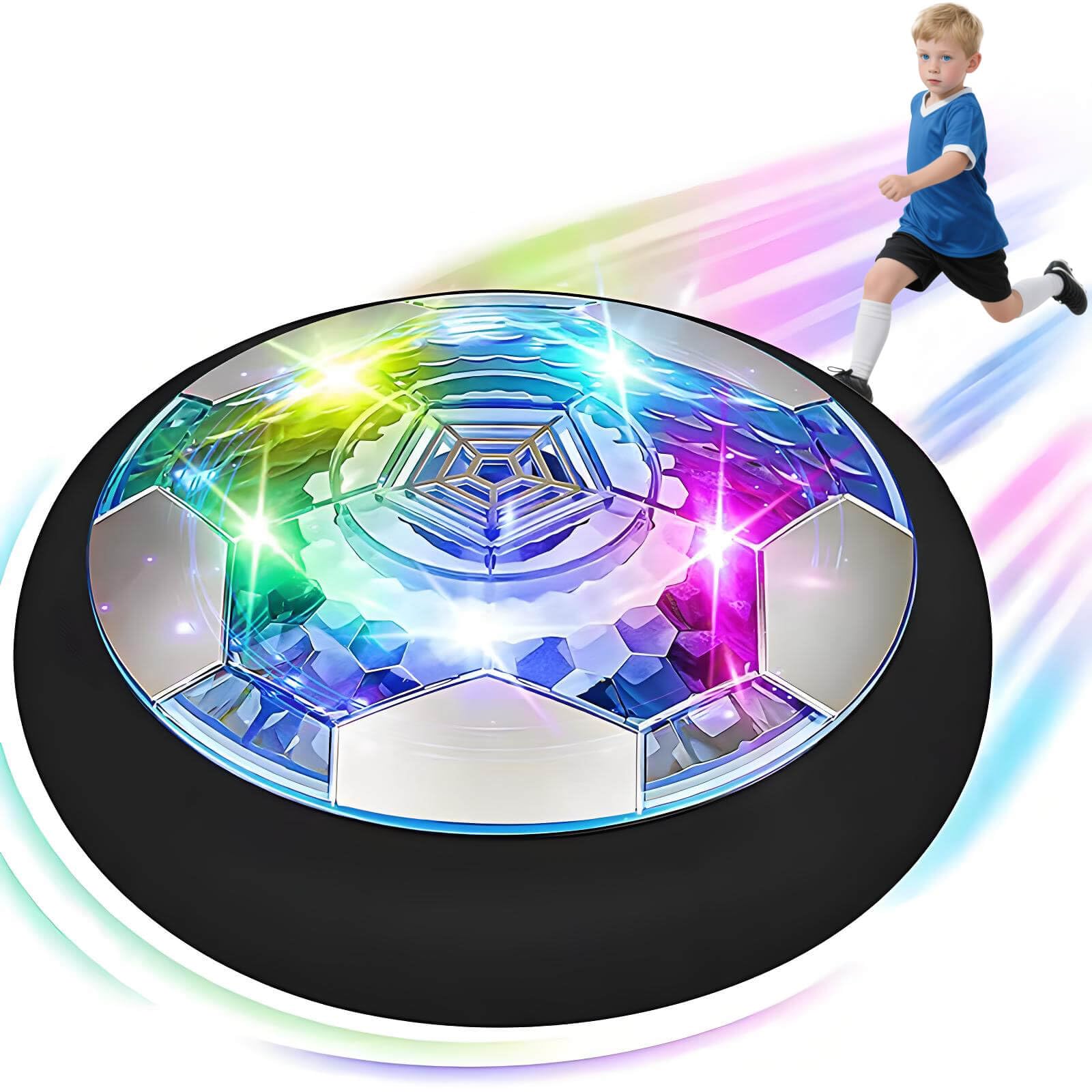 DxxD Air Power piłka nożna, Hover Fußball z ponownym ładowaniem, świecąca, unosząca się z diodami LED, prezenty dla dzieci, zabawki, piłki nożne jako prezenty, gry dla chłopców w wieku 3 4 5 6-12 lat