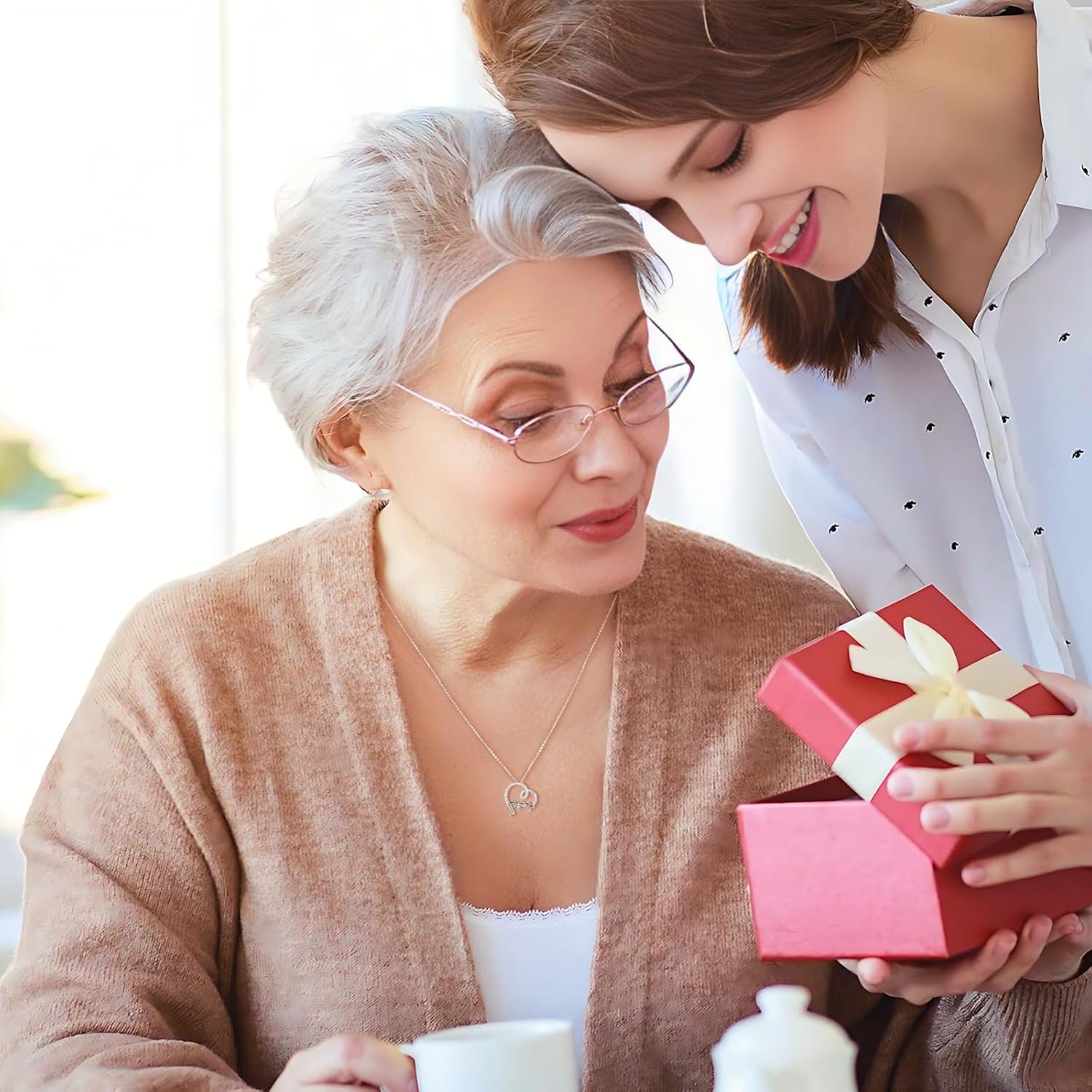 Birthday Gifts for Mom 925 Sterling Silver Heart Mom Necklace - Minimalist Everyday Jewelry - Image 6