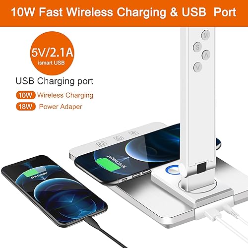 Miniatura 3 de AFROG Lámpara de escritorio LED multifuncional de 4 generación con puerto de carga USB 1800 Lux súper brillante 5 modos de iluminación 7 brillo