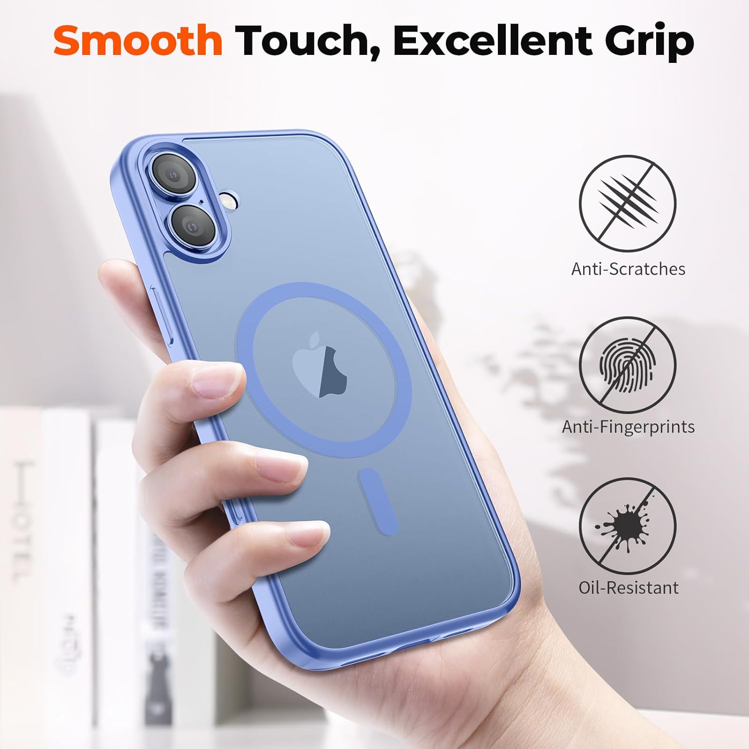 Magnetic for iPhone 16 Case, [Compatible with MagSafe] [with 1 Tempered Glass Screen Protector] Translucent Matte Shockproof Anti-Scratch Protective Phone Cover, Blue Purple - Image 6