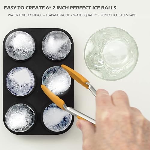 Miniatura 2 de Molde de bola de hielo para whisky, paquete de 2 moldes de silicona para hacer bolas de hielo con cubierta individual, fácil de llenar y liberar,