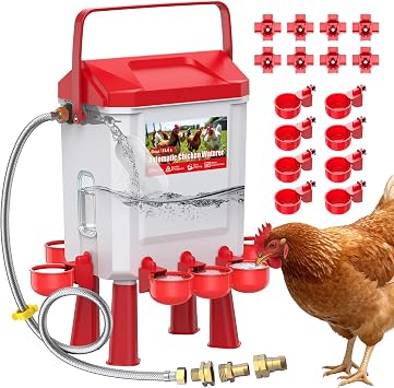 Continuous Automatic Chicken Waterer 3 Gallons with Float Valve, Water Hose