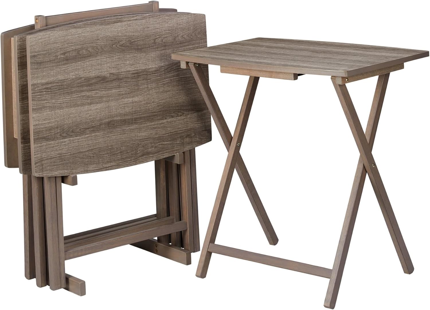 5pc XL Oversized TV Tray Table Set, Rustic Grey
