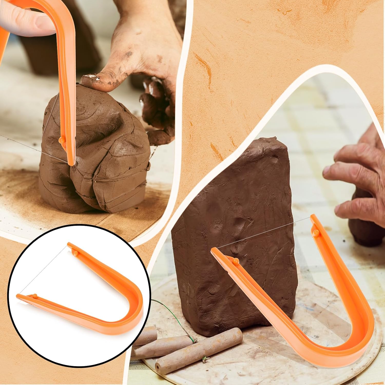 Pottery Clay Wire Cutter 5.12 x 3.74 Inch Plastic Clay Wire Cutter Hand Pottery Tools and Supplies for Cutting Mud Handcraft
