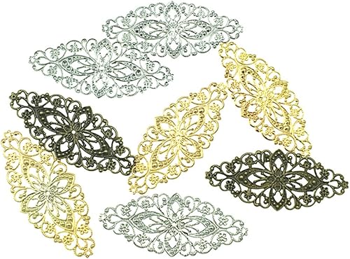 Miniatura 4 de ALIMITOPIA 30 conectores colgantes de filigrana, suministros de decoración de laminado de metal para bricolaje, horquilla, aretes, disfraces,