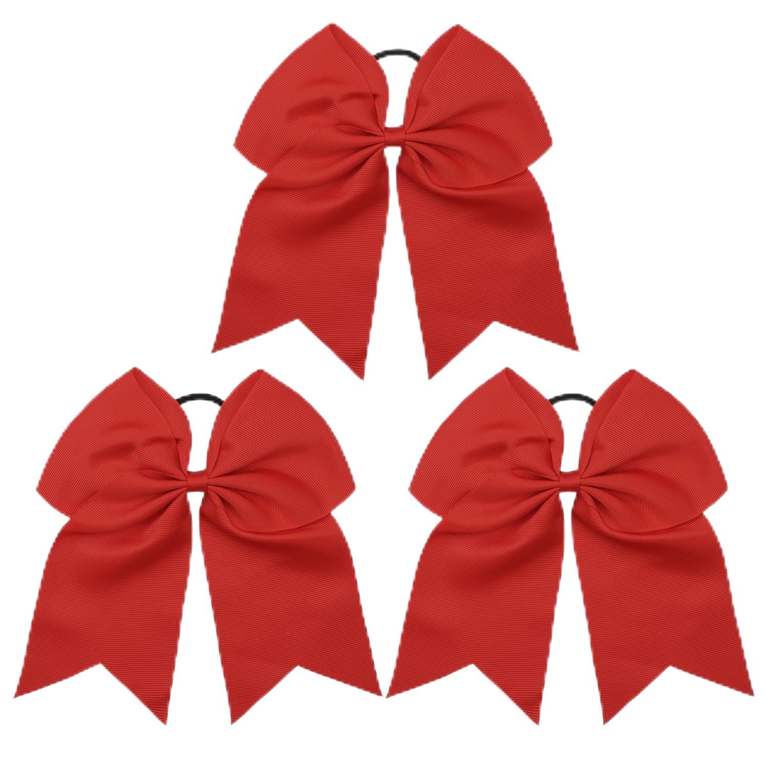 Lazo Cabello rojos (3 Piezas), lazo para la coleta, animadora, para niños pequeños, niñas, mujeres, Rojo