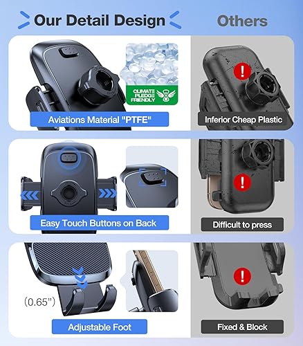 Vista 16 de TORRAS [Ultraduradero] Soporte universal para teléfono celular para automóvil, soporte universal para teléfono de automóvil, ventilación