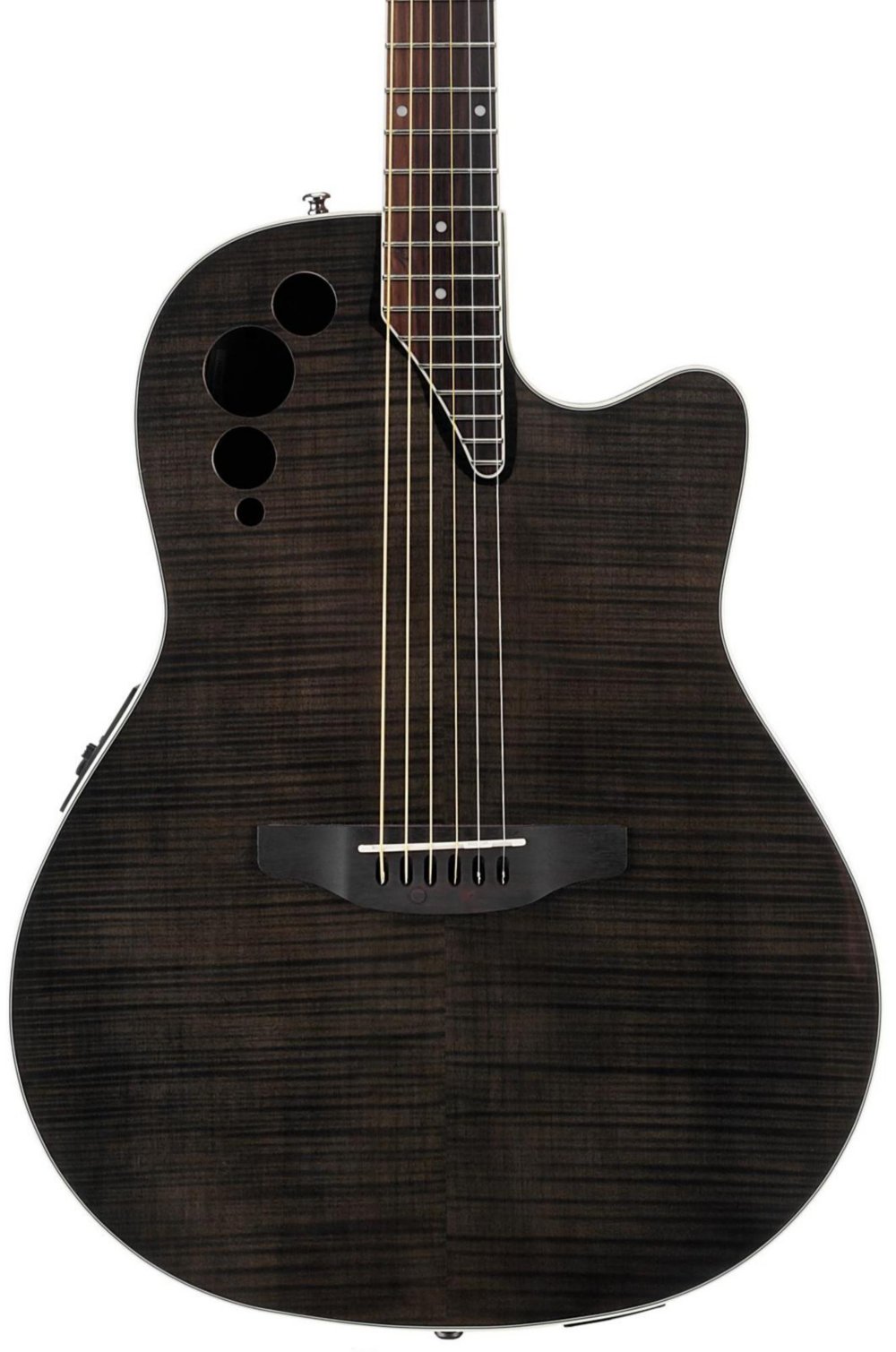 Applause Elite Plus AE44IIP - Chitarra acustica-elettrica a spalla mancante, profondità media, colore: Nero trasparente