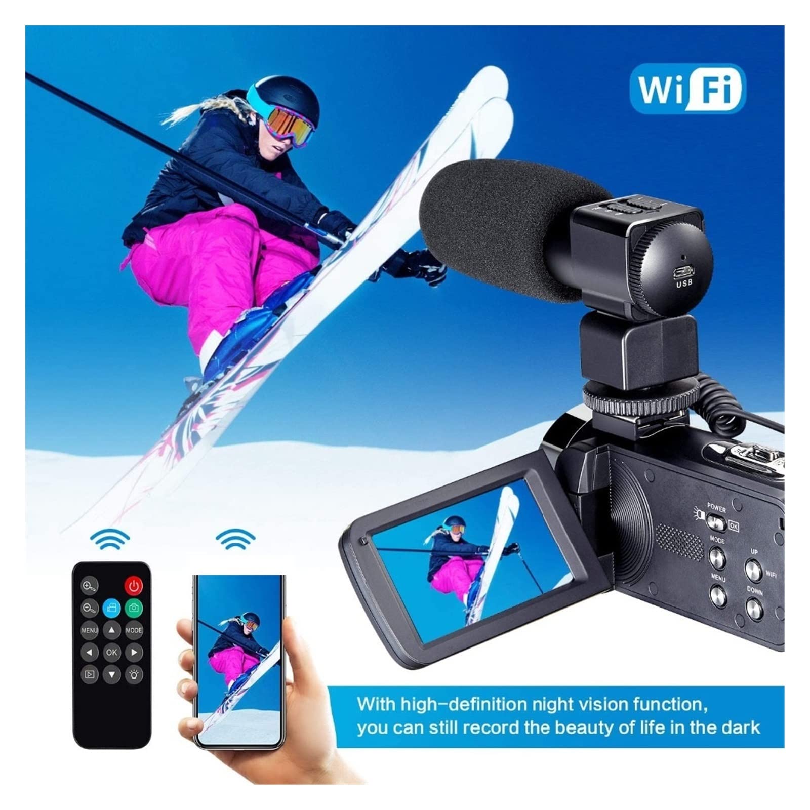 Aparat Cyfrowy, Poklatkowa kamera cyfrowa 4K do przesyłania strumieniowego nagrywania wideo 48MP kamery zewnętrzne Vlog Knit fotograficzny rejestrator(16G SD Card)