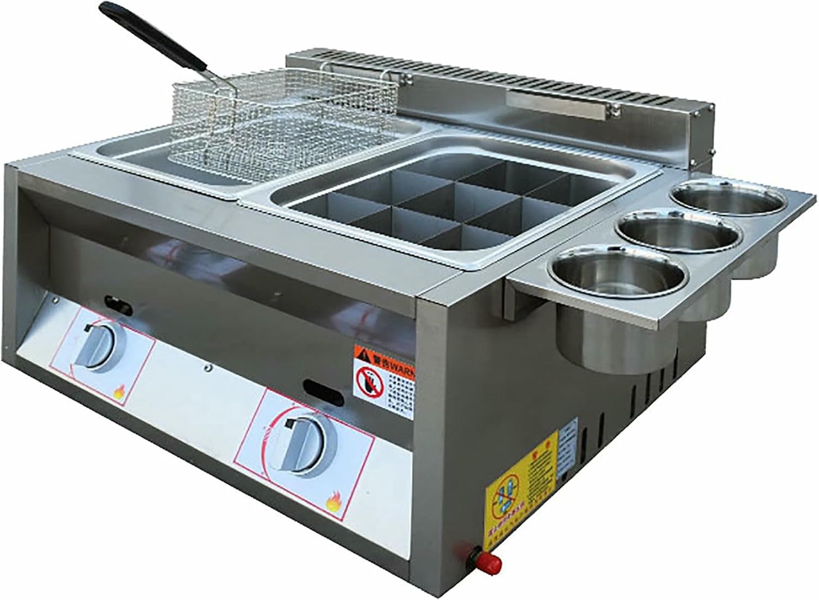 Cuisinière extérieure en acier inoxydable avec friteuse commerciale à 9 grilles