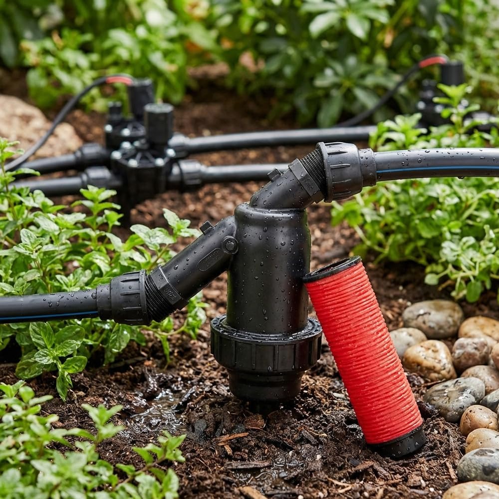 Suinga Filtre à anneaux 1" 120 mesh. Filetage mâle 1". Utilisé pour éviter l'entrée d'impuretés dans le réseau d'irrigation. Filetage mâle 1" pour s'adapter à un tuyau de 32mm, noir