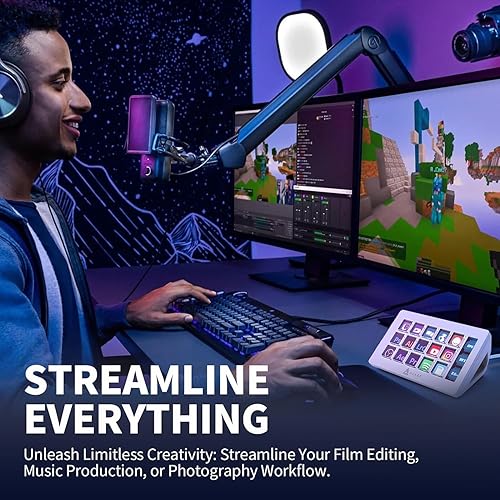 Miniatura 7 de AKP153 Controlador de estudio, Stream Deck, 15 teclas macro, acciones de activación en aplicaciones y software como OBS, Twitch, YouTube, consola