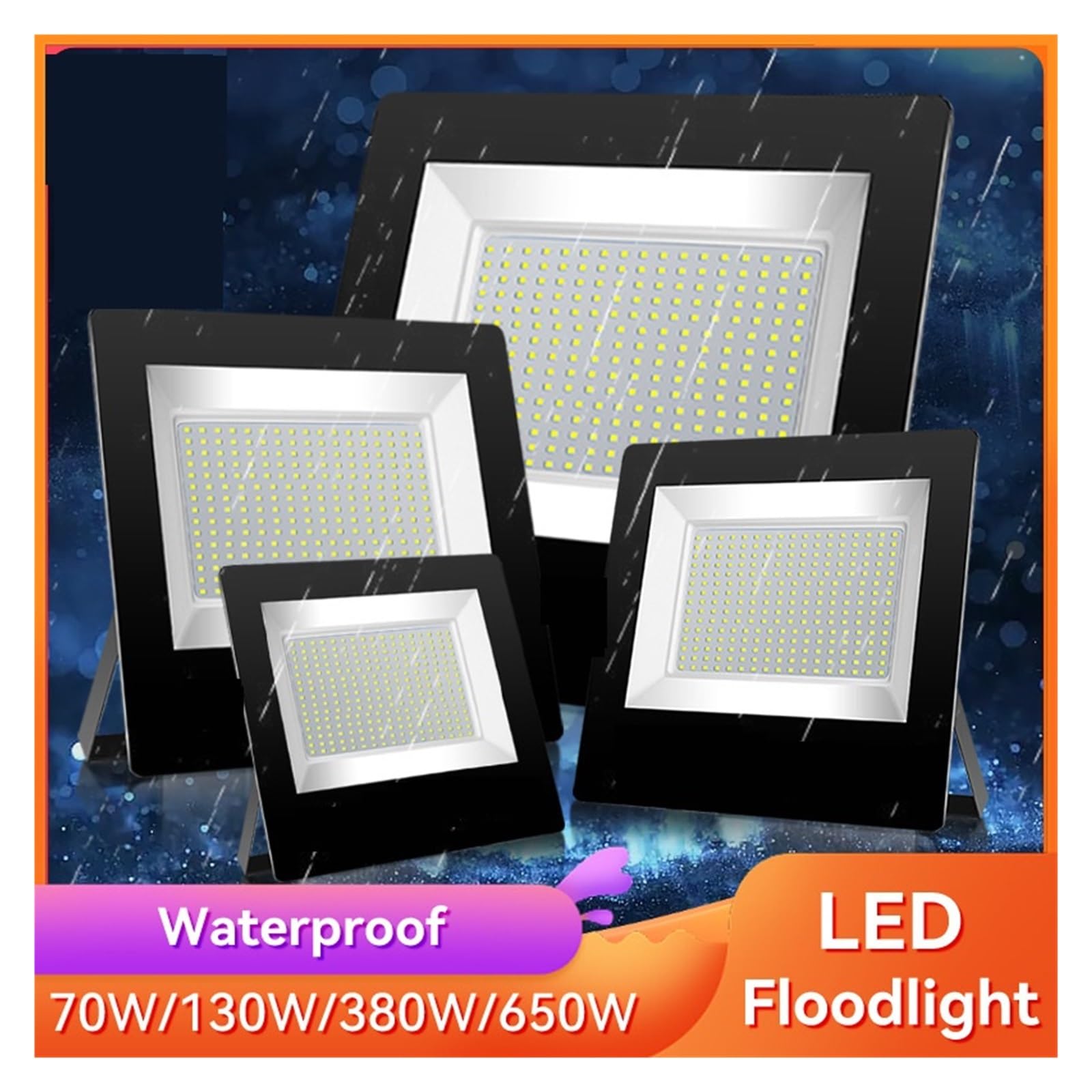 Naświetlacz LED Lampa LED Typu Flood 380W 650W Reflektor Lampa Punktowa IP65 Wodoodporny Reflektor Super Jasne Zewnętrzne Oświetlenie Uliczne Do Ogrodu Oświetlenie krajobrazu RGB(260W)