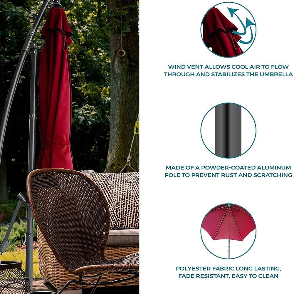 Parasol ogrodowy Wiszący parasol Parasol z poliestru i stali, z korbką i funkcją pochylania()