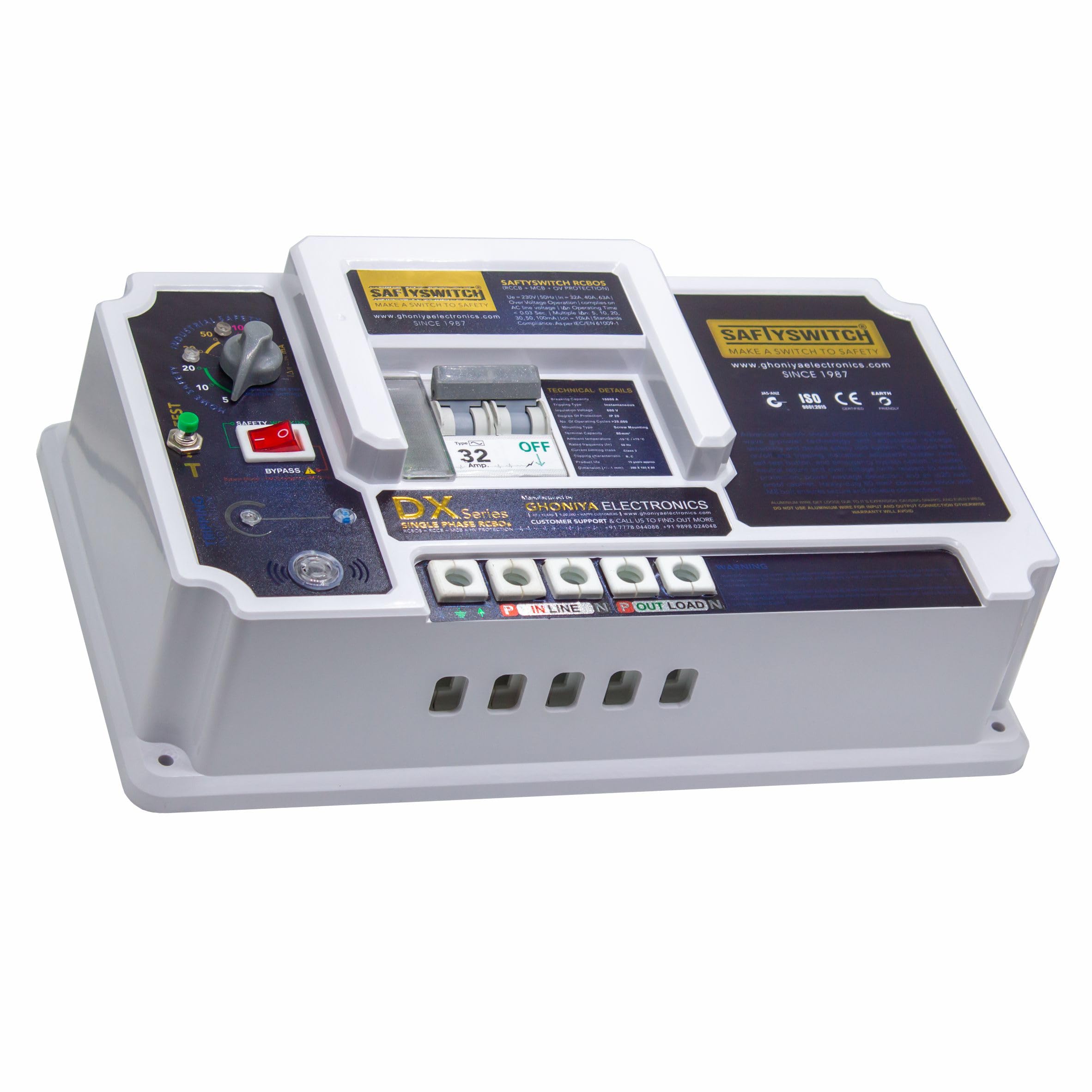 DXG RCBO with Over Voltage Protection, Earth Leakage Protection & Short Circuit Protection, Adjustable Leakage Current 5mA-100mA, 2 Pole Single Phase RCCB + MCB (32, Amps)-picture-17