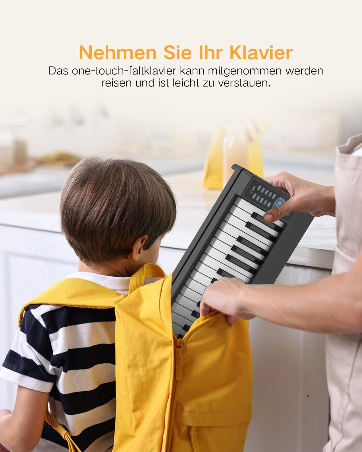 Faltbares Klavier 61 Tasten mit MIDI & Bluetooth – Tragbares Piano Keyboard Set für Anfänger, Kinder & Erwachsene – Ideal für Reisen, Zuhause, Musikunterricht & Geburtstagsgeschenk