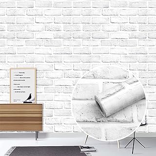 壁紙シール リメイクシート レンガ 10m 透けない 剥がせる 北欧 壁紙 おしゃれ 壁に貼って剥がせる キッチン トレイ 賃貸 防水 シート diy ウォールステッカー (ライトグレーレンガ44X1000cm）