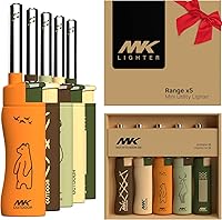 MK Lighter Outdoor Series 5-Pack Windproof Torch Lighters - Refillable Butane for Camping, BBQ Grills, Fireplaces & Adventures (Assorted Wildlife Designs)