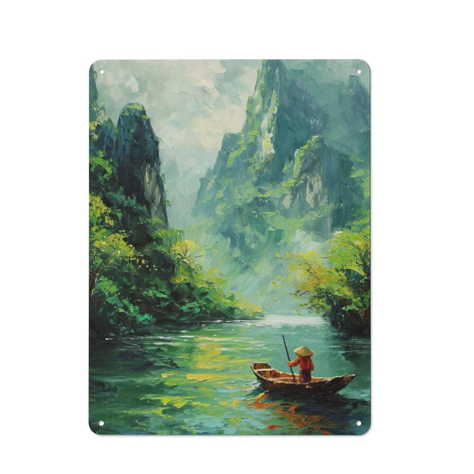 Junmoney Vietnam River Journey Cottage Style Metal Wall Decor 40X30cm, Farmhouse Metal Sign For Kitchen, Cottage, Porch Or Garden Room