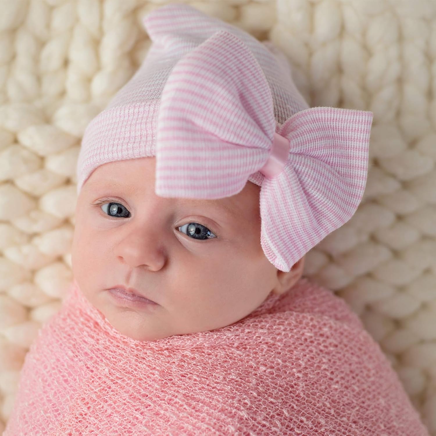 Newborn Baby Girl Hats with Bow No Scratch Cotton Toddler Infant Hat Beanie Caps Soft Newborn Hospital Hat 0-3 Months - Image 3