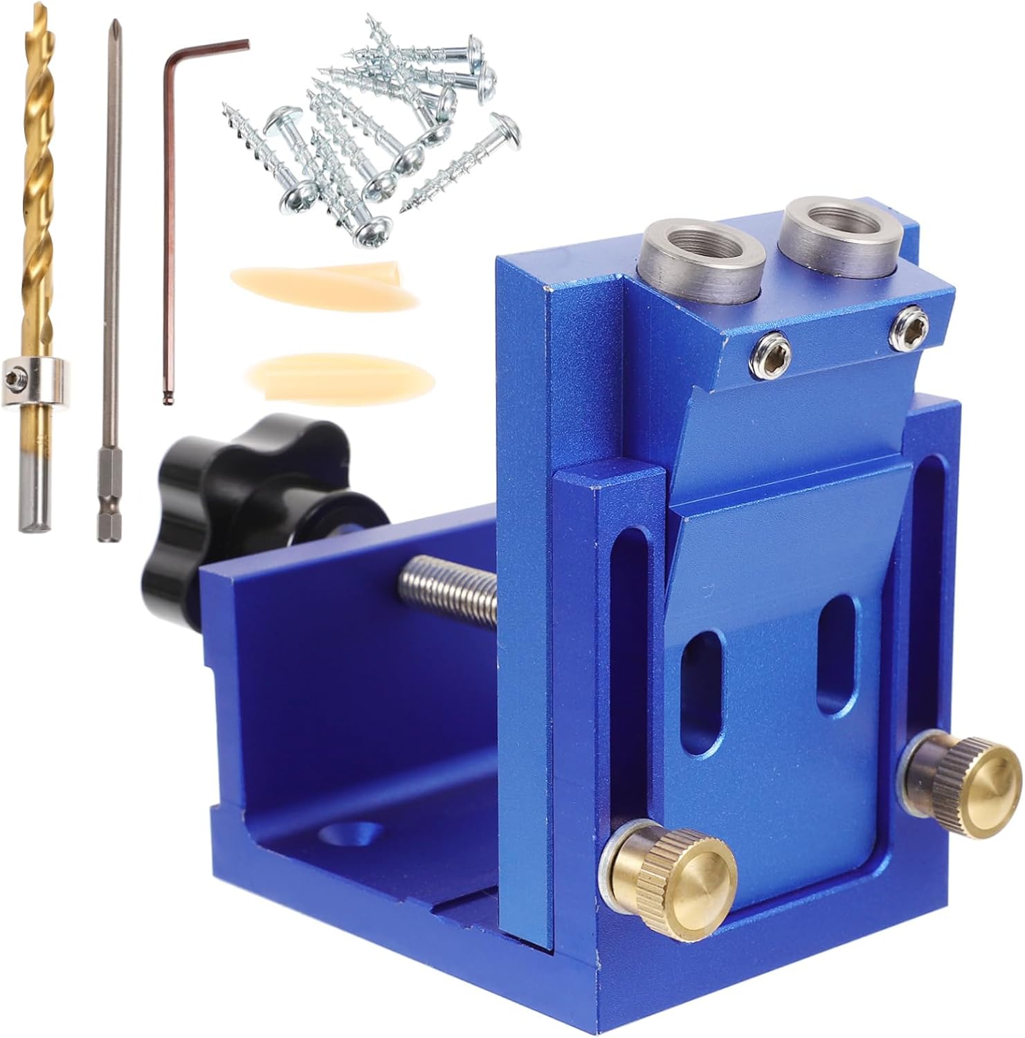 NUOBESTY Pocket Hole Drill Set Dual 15-Degree Woodworking Tool for Precise Dowel Placement Compact Drilling Aid for Carpentry Jobs 1 Set Random Color