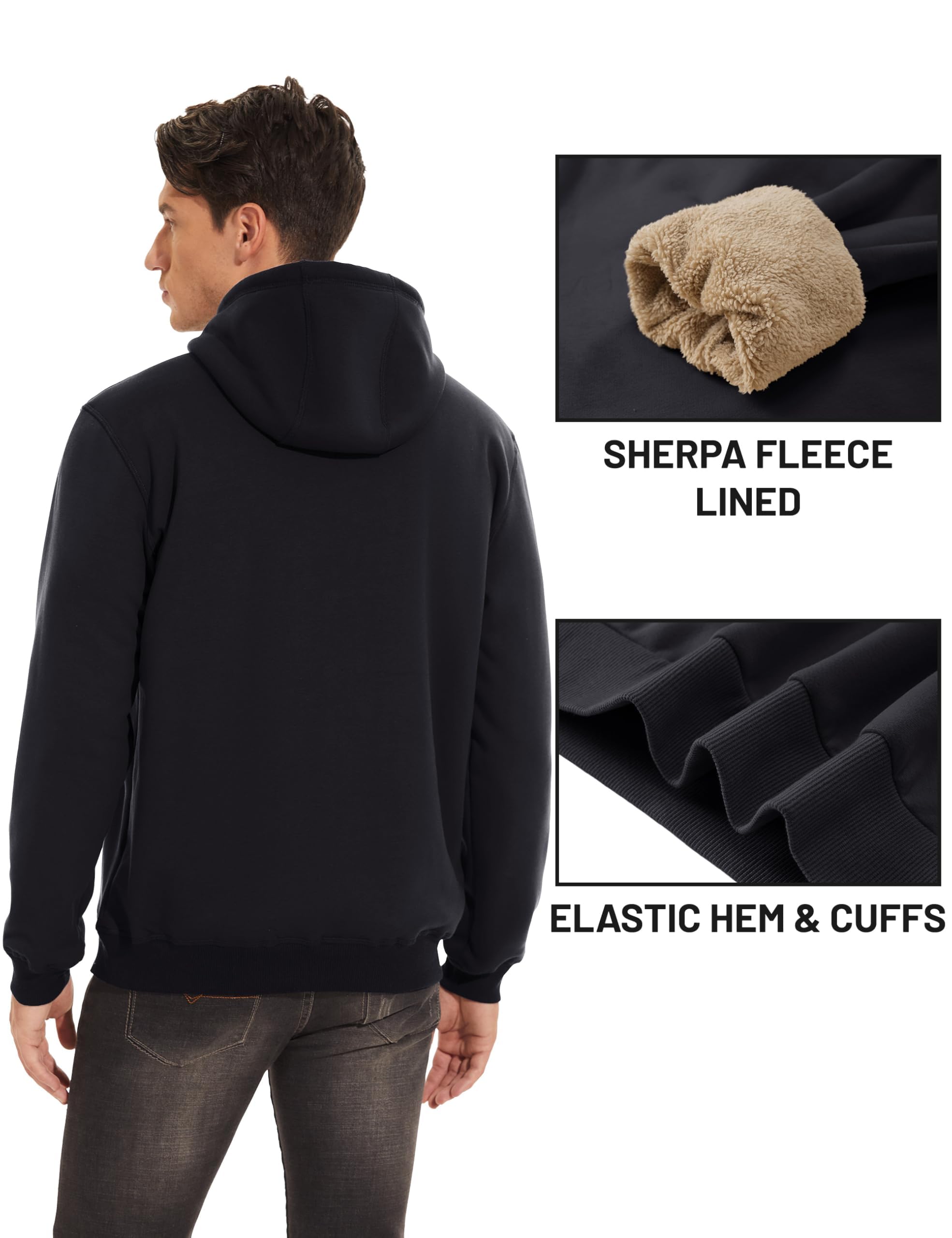 TACVASEN Herren Gefütterte Kapuzenpullover Warme Fleece Sweatshirts Hoodie Langarm mit Kapuze