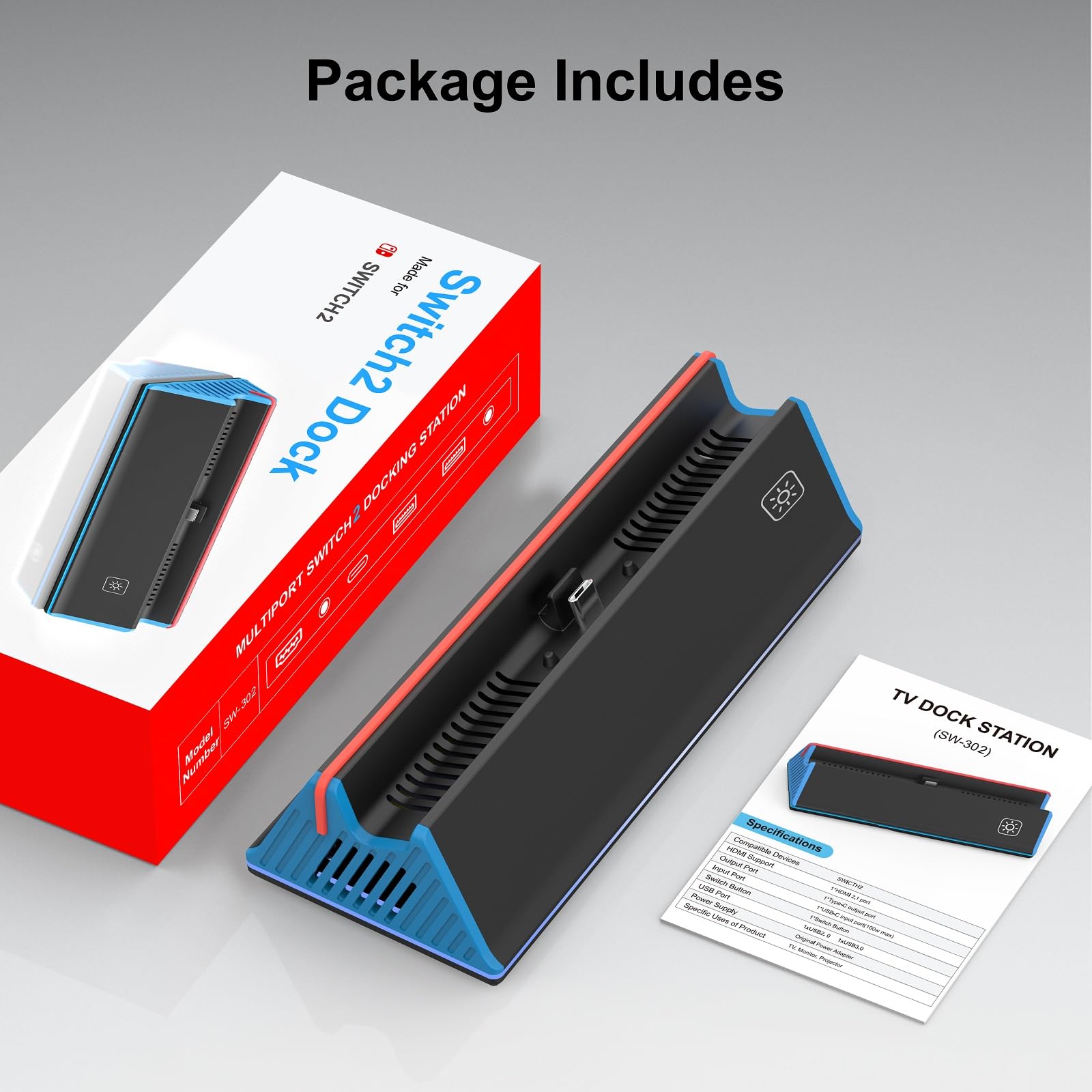 [Actualización 2026] Estación de acoplamiento Switch 2 con HDMI 2.1, HDR10+, soporte de refrigeración RGB, 2 puertos USB 3.0, actualización lista para viajar: alternativa oficial de la estación de