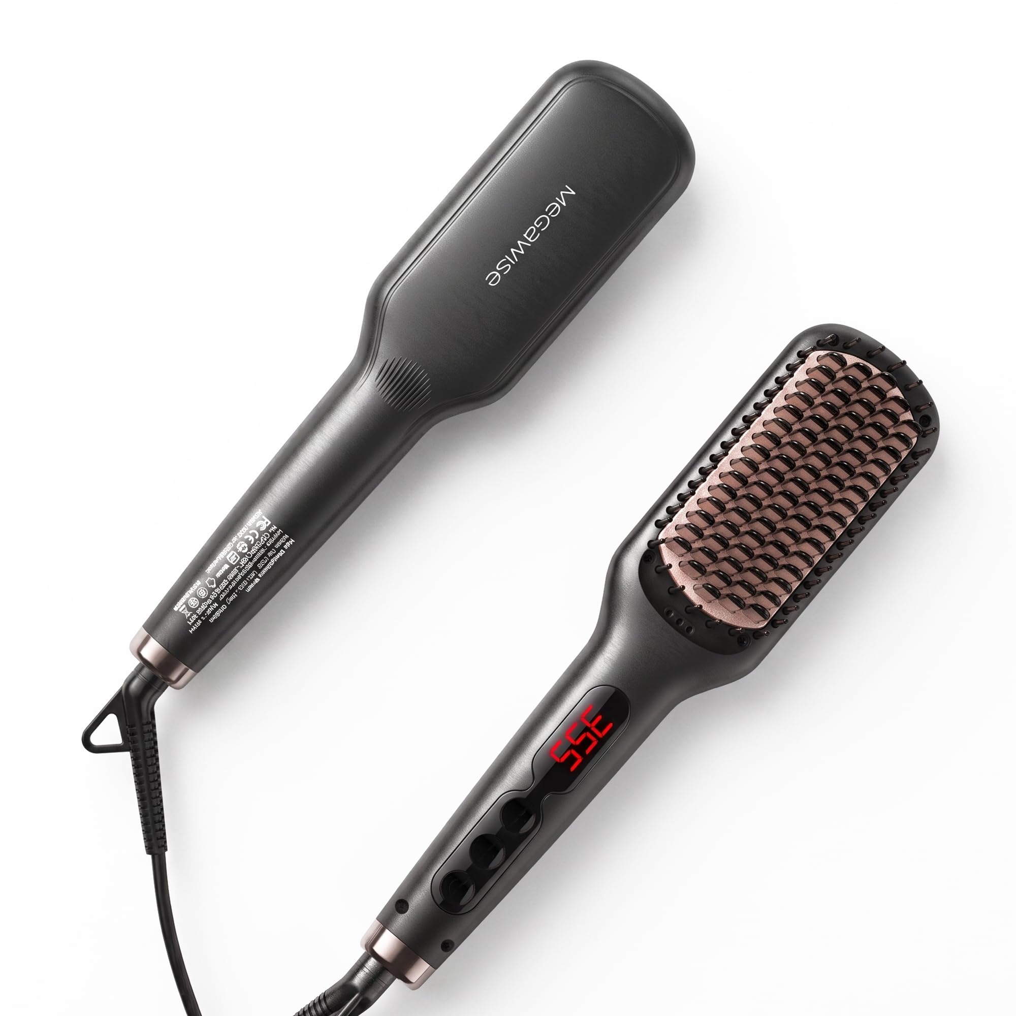 Brosse lissante ionique en céramique MEGAWISE Pro pour salon de coiffure | Technologie de chauffage rapide MCH 20 s avec arrêt automatique | Anti-brûlure grâce à sa double tension universelle