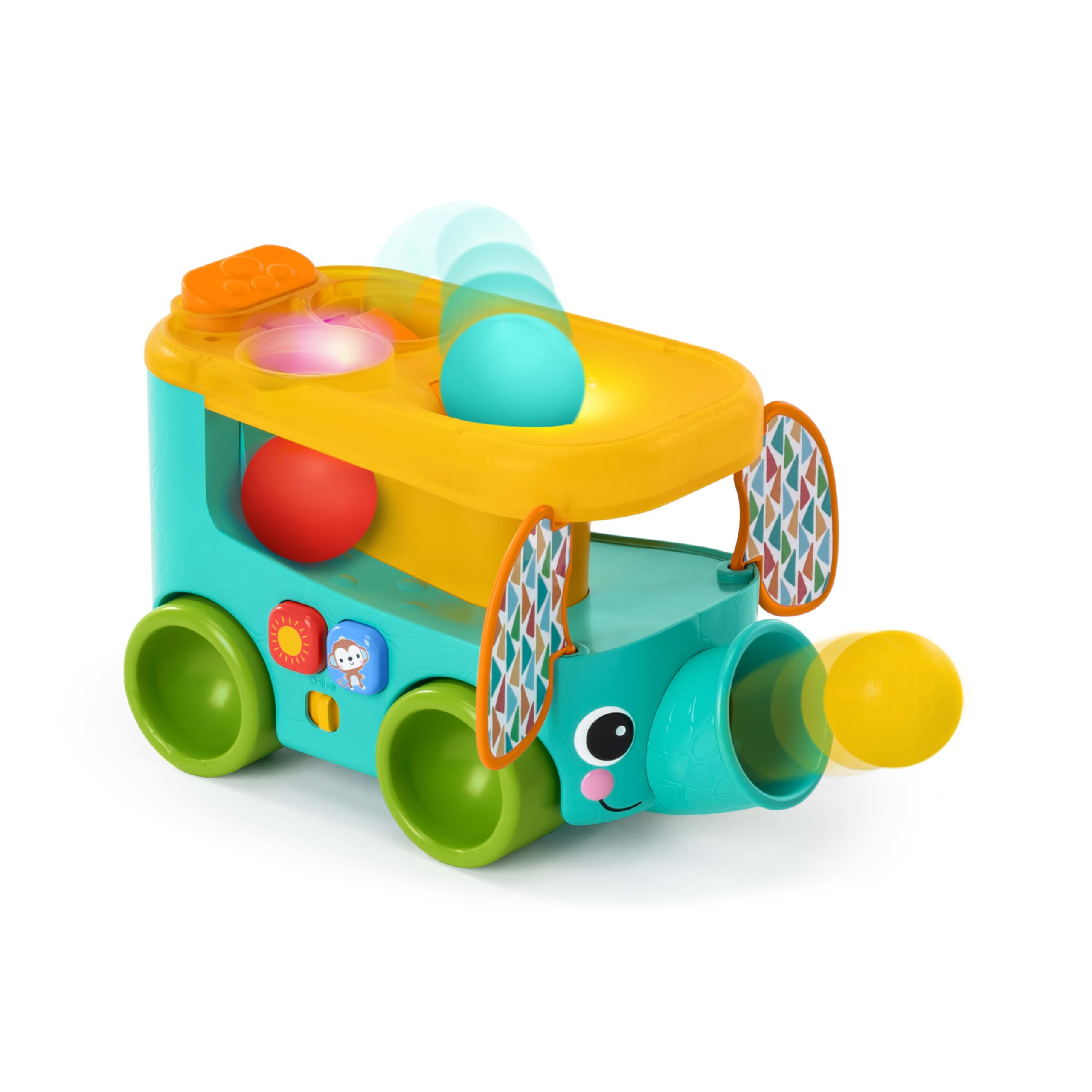 Bright Starts Pop & Roll Safari Bus Ball Play Toy, Elephant Popper and Launcher, Baby Crawling Toy, Unisex, Ages 6 Months+ — image 1