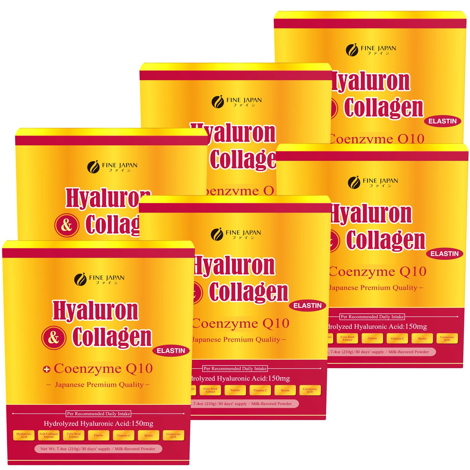 FINE JAPAN Premium Marine Collagen Powder with Hyaluronic Acid CoQ10 Elastin - Non-GMO - 30 Servings 210g 7