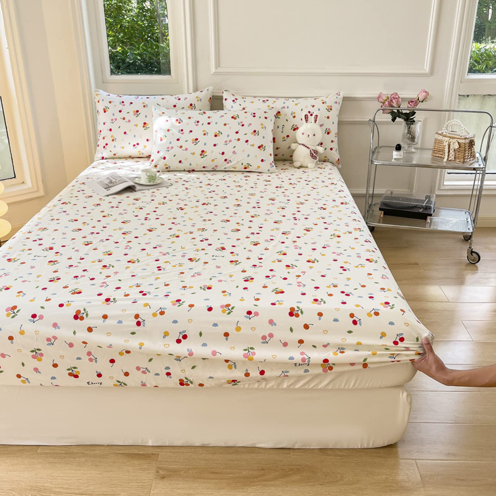 Dopasowane prześcieradła Podwójne narzuta na łóżko 180X200 cm + 25 cm Bawełniane prześcieradło typu King Size, długie odcinkowe bawełniane prześcieradła typu King, luksusowe miękkie satynowe przeście