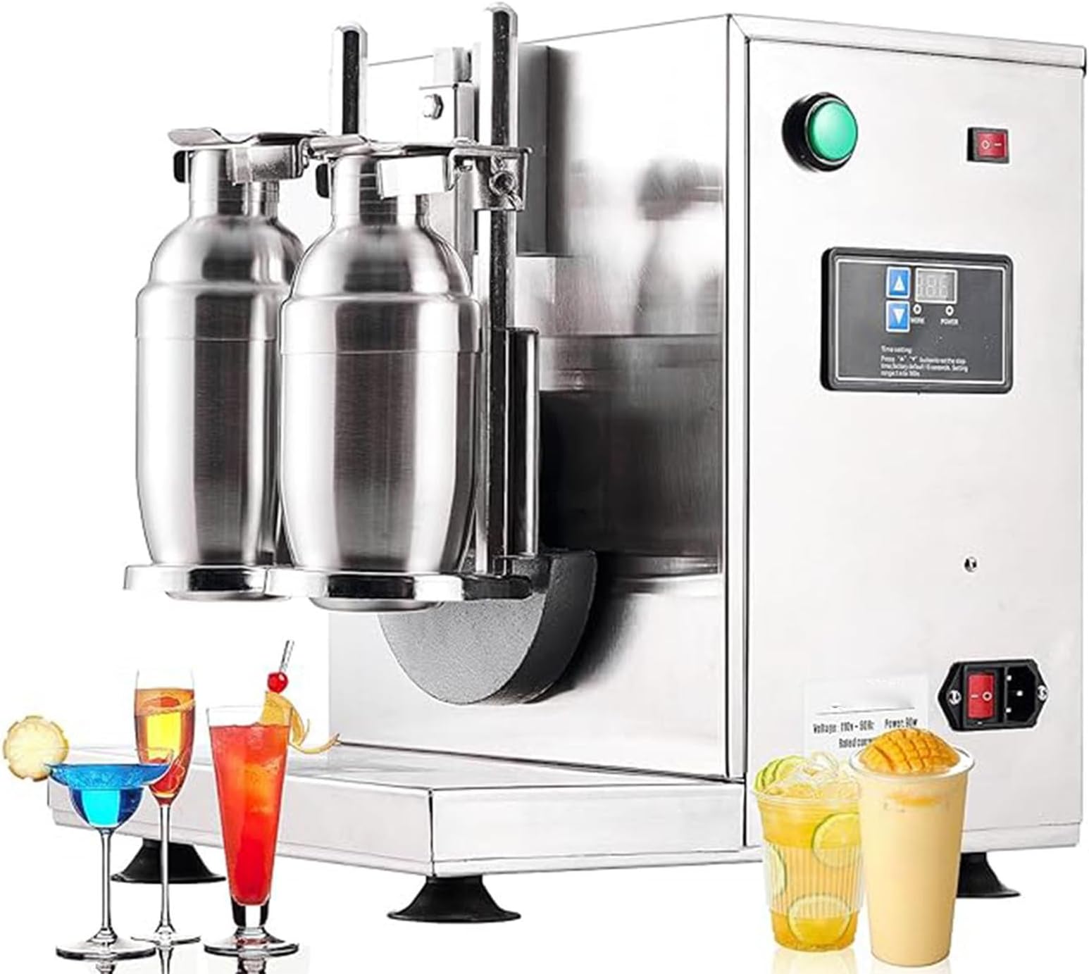 Automatic Milk Tea Shaking Machine Double Stations Bubble Milk Tea Shaker Stainless Steel Electric Milking Tea Mixing Blender for Bubble Tea Beverages