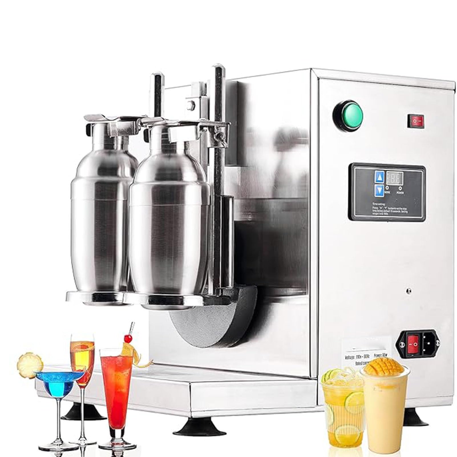Macchina automatica per agitare il tè al latte, doppia stazione, agitatore per il tè al latte con bollicine, frullatore elettrico in acciaio inox per la miscelazione del tè con bollicine, bevande