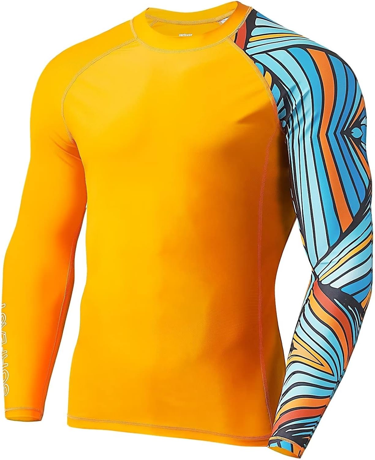 SURFEASY Men's Long Sleeve Rash Guard Swim Shirt, UPF 50+ Sun Protection Quick Dry Rashguard