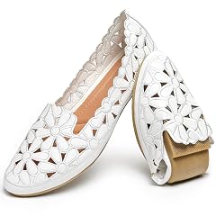 HEAWISH Womens Floral Ballet Flats for Women Black Beige Slip On Flowers PU Leather Round Toe Dress Shoes