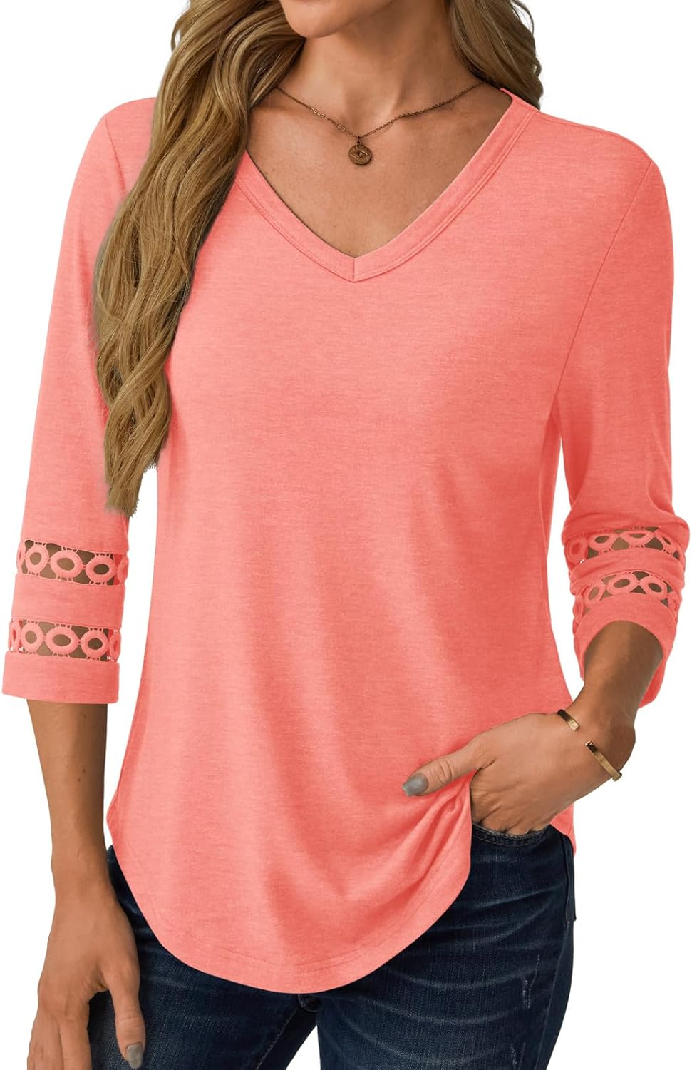 3/4 Length Sleeve Womens Tops Dressy Casual Blouses for Women 2025 Trendy V Neck T Shirts Summer Clothes - Image 6