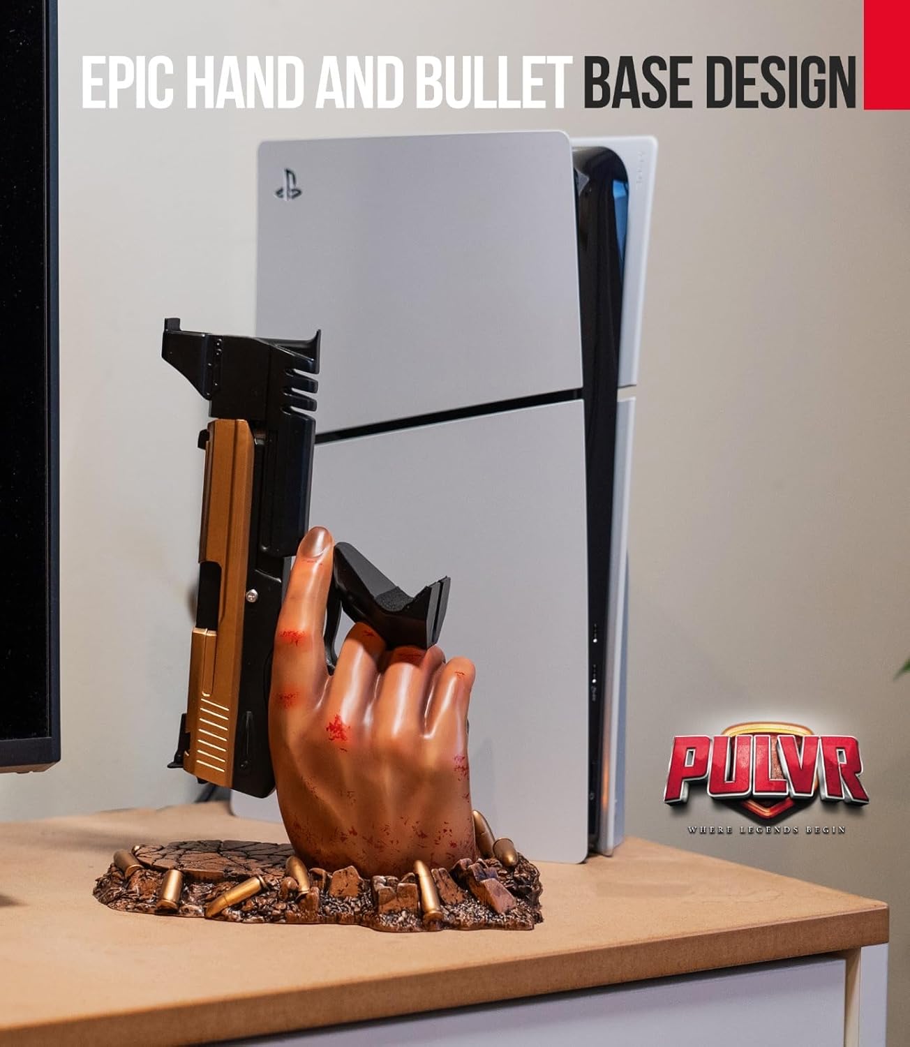 Exclusive Gaming Controller Holder & Headset stand figure for GTA VI and Call of Duty and Fortnite Gaming Room Decor , Staff Room accessories For PC PlayStation & Xbox , Shooter Decor , Present For Ga