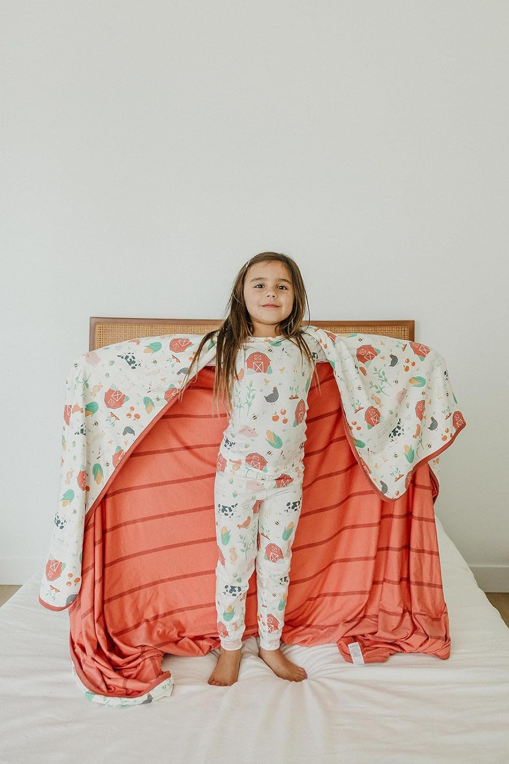 Copper Pearl Jumbo Premium Knit 3 Layer Stretchy Throw Blanket Farmstead, Twin