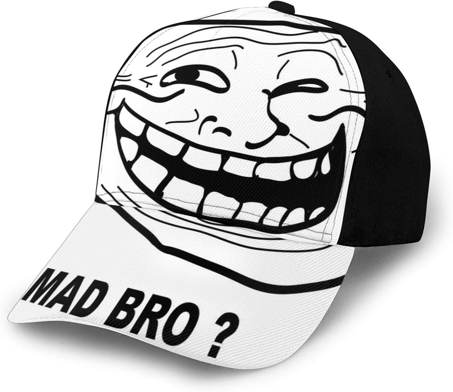 Unisex Curved Edge Baseball Cap Cartoon Style Troll Face