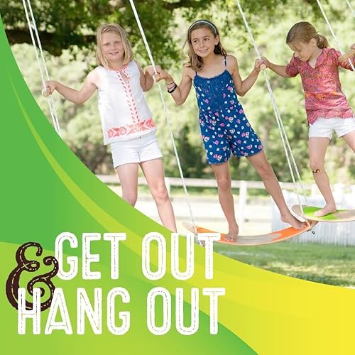 Miniatura 10 de Swurfer TreeSkate columpio de patinaje de pie, plataforma de arce tallada a mano de 31 pulgadas con cinta de agarre, asas totalmente ajustables que