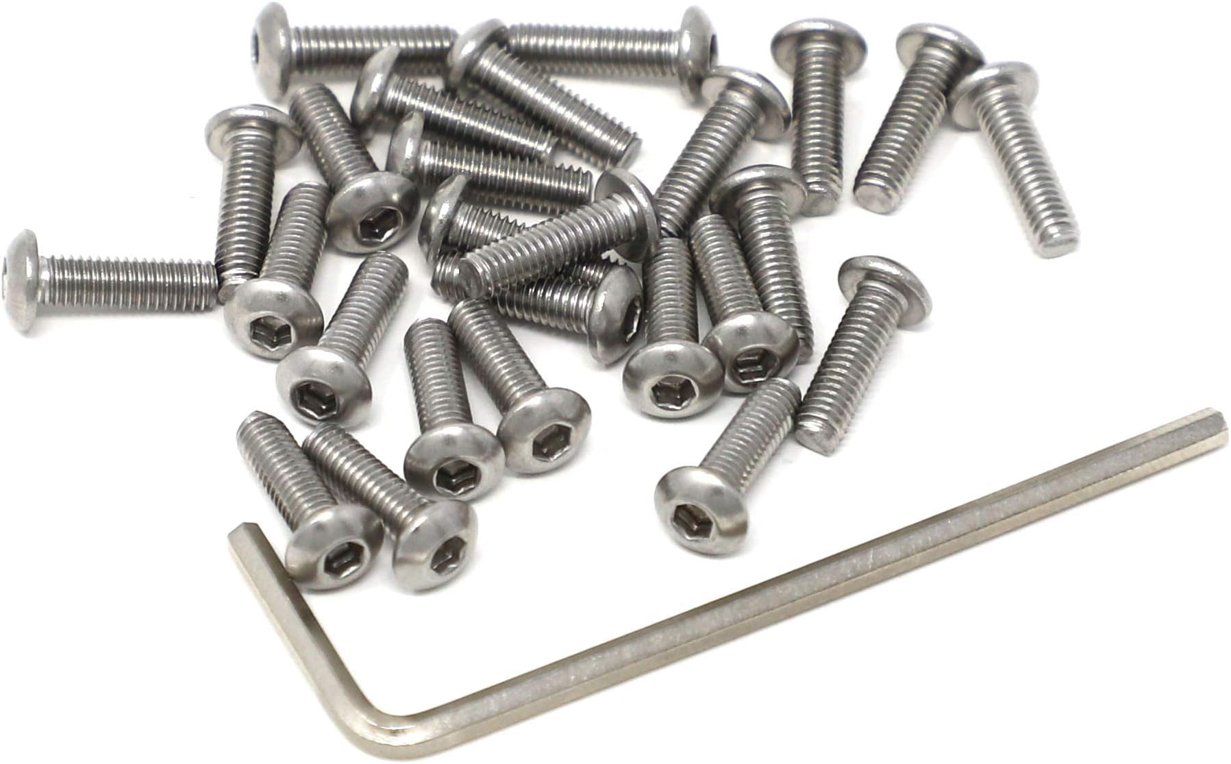 iexcell100 Pcs Metric M3 x 10 Stainless Steel 304 Hex Socket Button Head Cap Screws Bolts Kit, Thread Pitch 0.5 mm