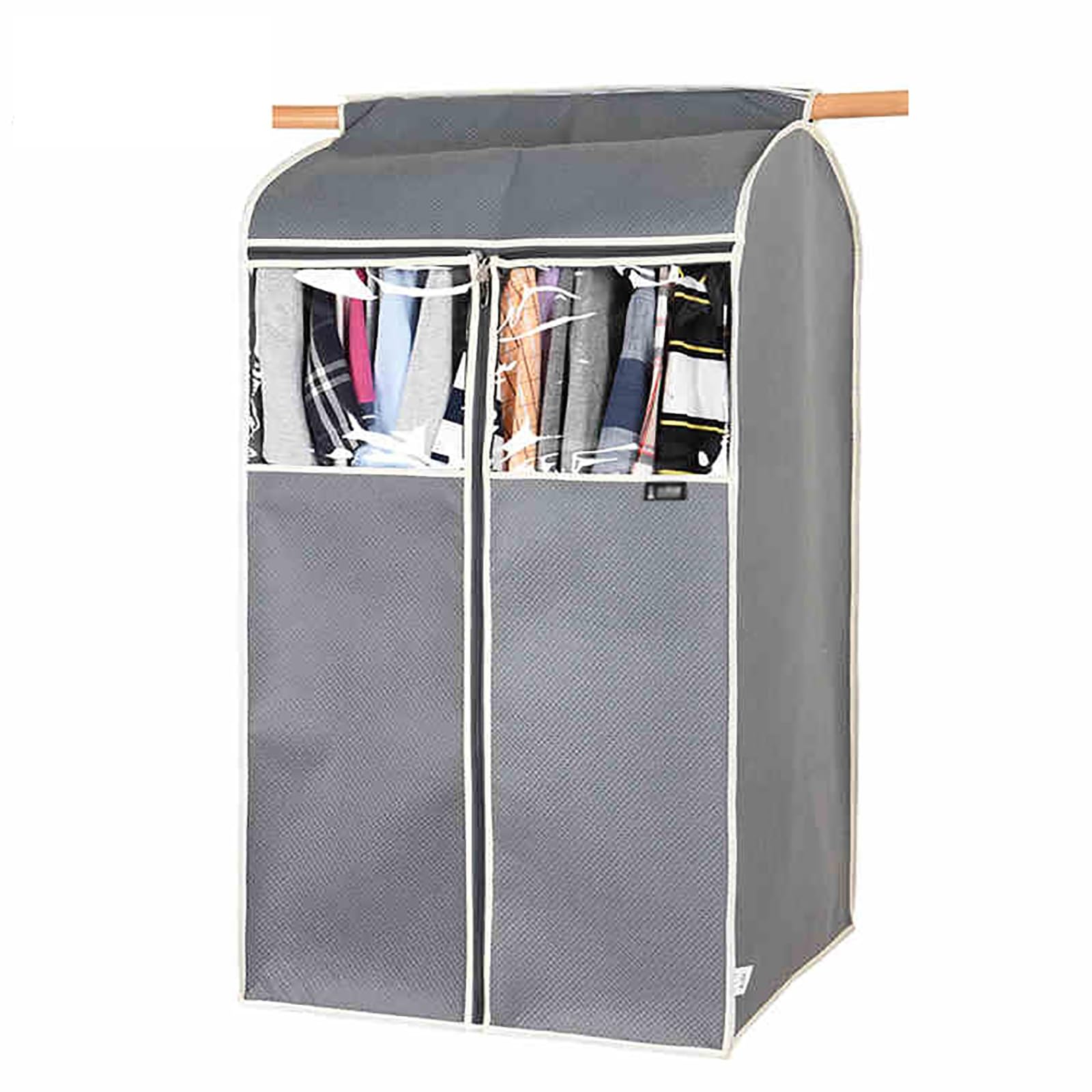 Kleiderhüllen zum Aufhängen von Kleidung, Kleiderschutzhüllen zur Aufbewahrung im Schrank, Vollständig Versiegelte Kleidersack mit Durchsichtigem PVC-Fenster(Gray,96*52*100cm/38*20*39in)