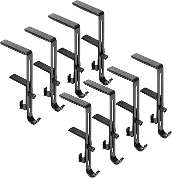 Alpurple 8 PCS Adjustable Christmas Metal Stocking Hooks Hanger for Mantle, Black