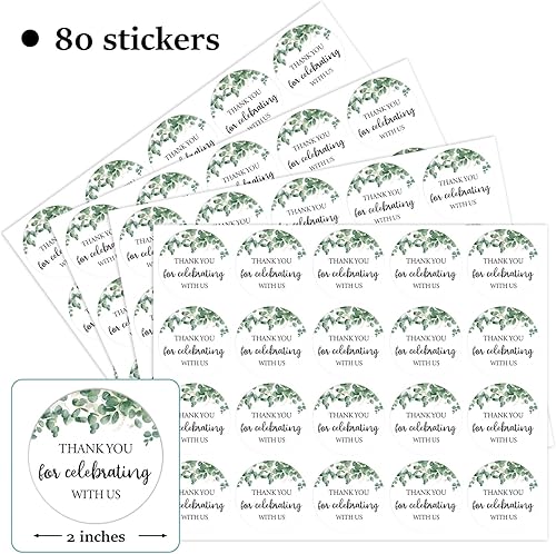 Miniatura 2 de 80 calcomanías de agradecimiento con diseño de hojas para bodas, despedidas de soltera, baby shower y recuerdos de fiesta