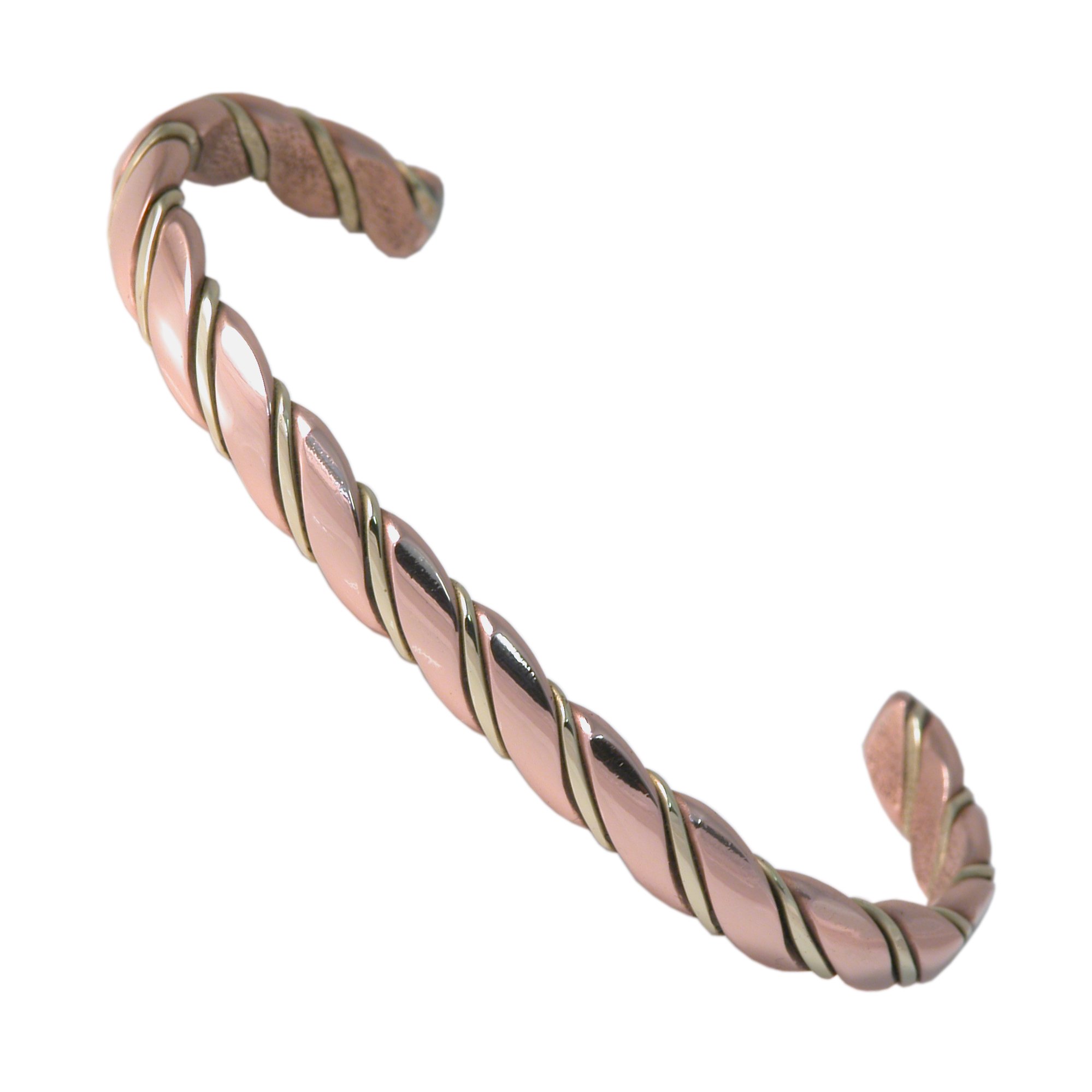 CoppercarePure Copper & Brass Inlay Twisted Rheumatism & Arthritis Bracelet. (LRG - 7.25in Wrist)